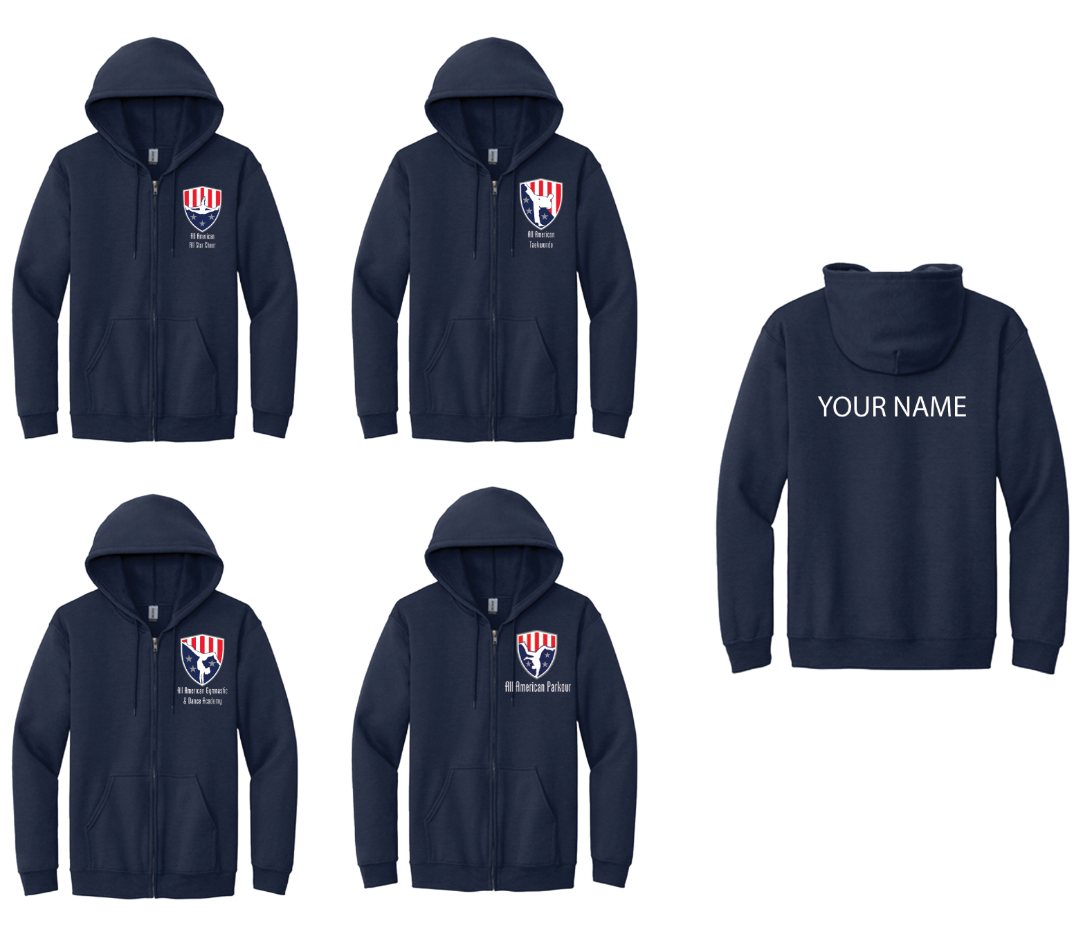 All American Gymnastics and Dance Academy Zip-Up Hoodie