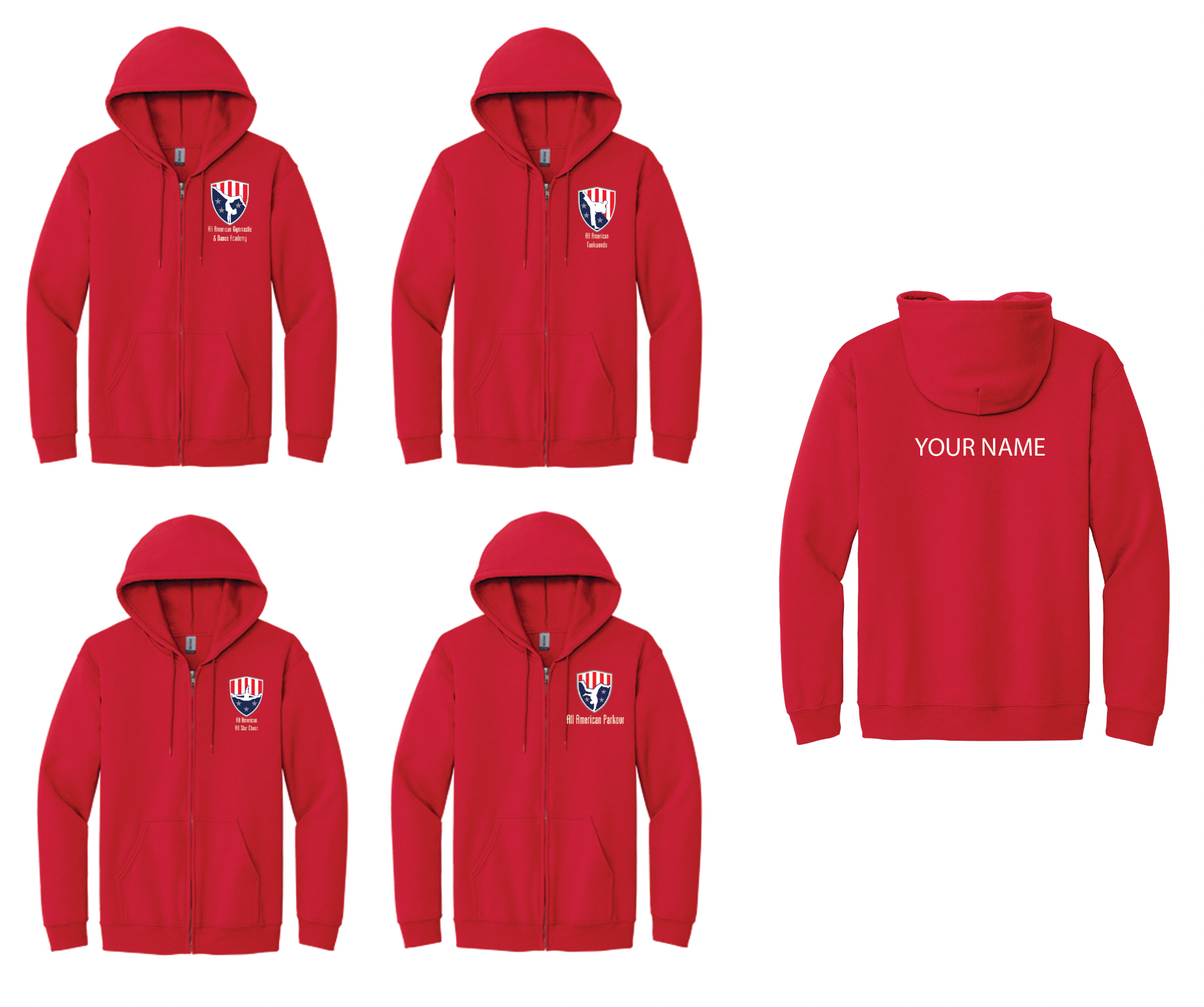 All American Gymnastics and Dance Academy Zip-Up Hoodie