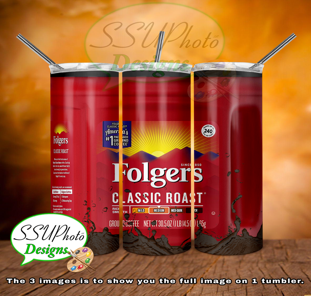 Folgers 20 OZ Skinny TumblerD Digital Design