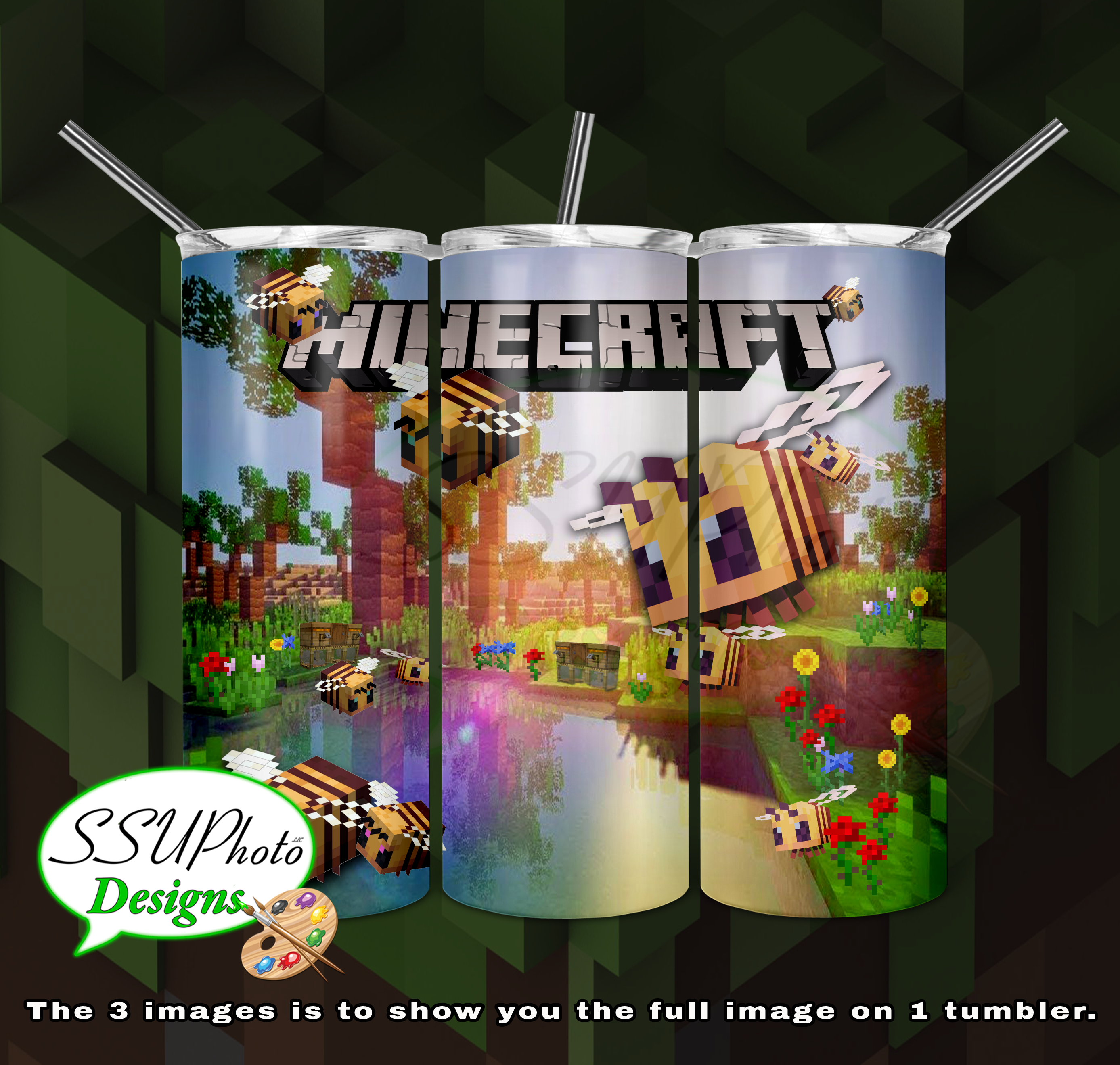 Minecraft 20 oz skinny tumbler Customizable