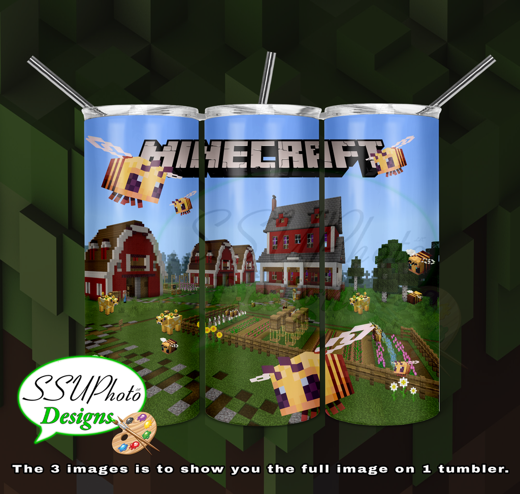 Minecraft Farm 20 oz and 30oz OZ Skinny TumblerD Digital Design