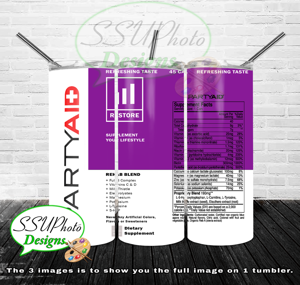 Party Aid 20 oz and 30oz OZ Skinny TumblerD Digital Design