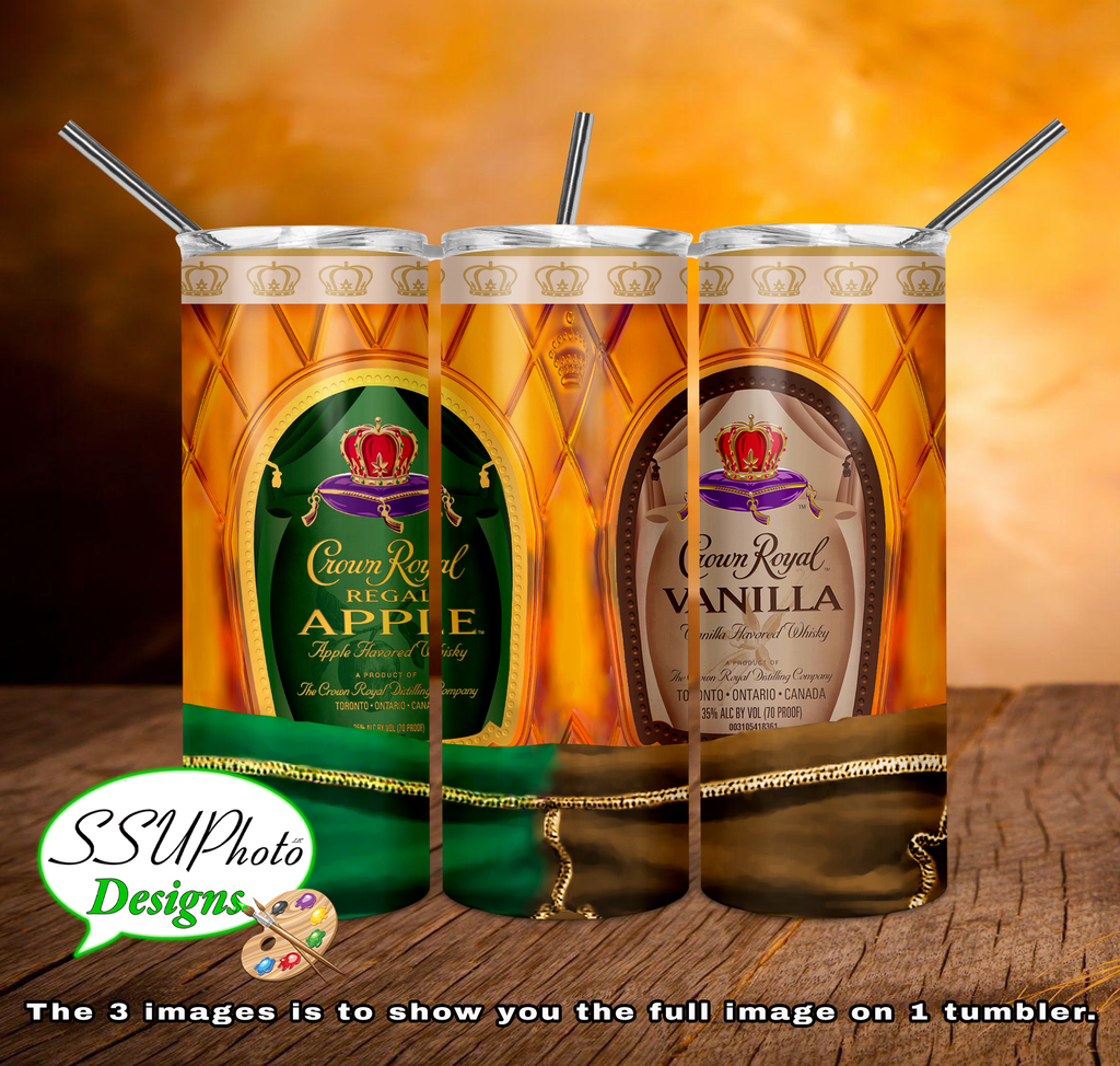 Crown Royal Apple and Vanilla 20 oz and 30oz OZ Skinny TumblerD Digital Design