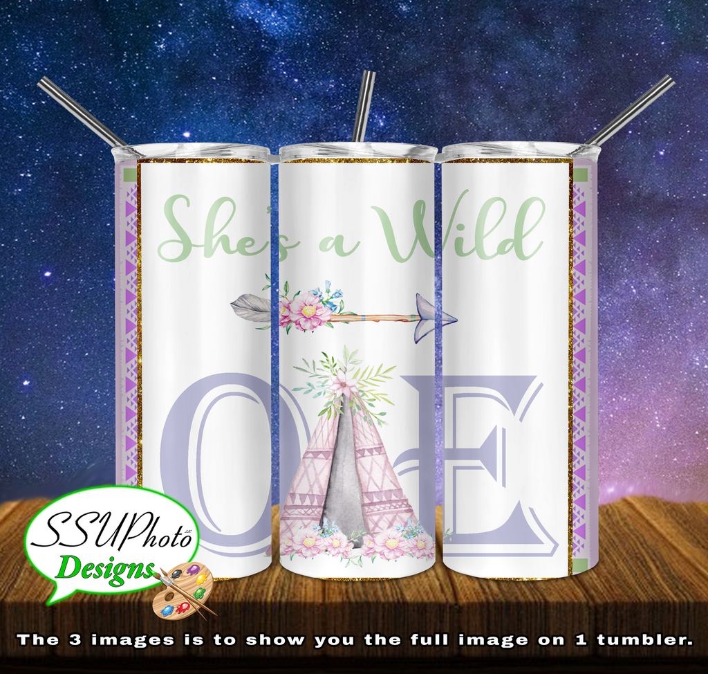 Wild One 20 oz and 30oz OZ Skinny TumblerD Digital Design