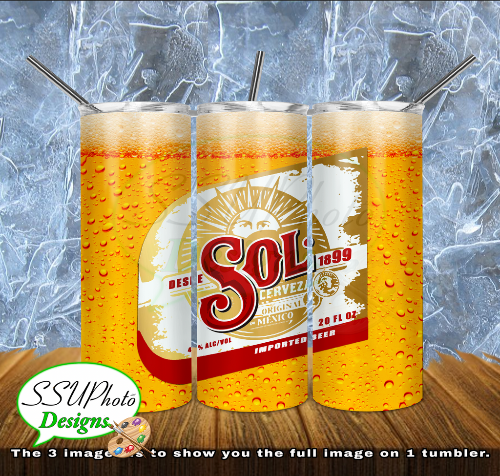 Sol Beer 20 OZ Skinny TumblerD Digital Design