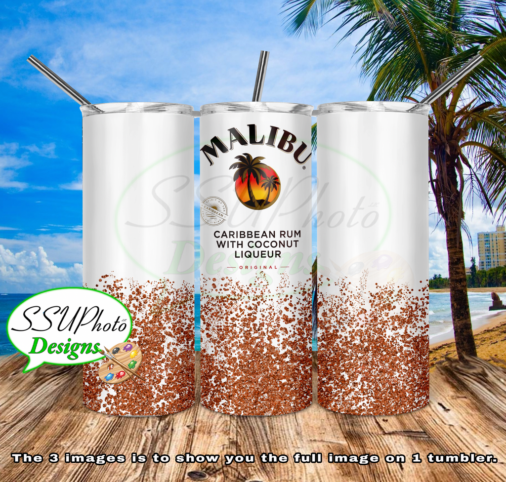 Malibu Glitter 20 OZ Skinny TumblerD Digital Design