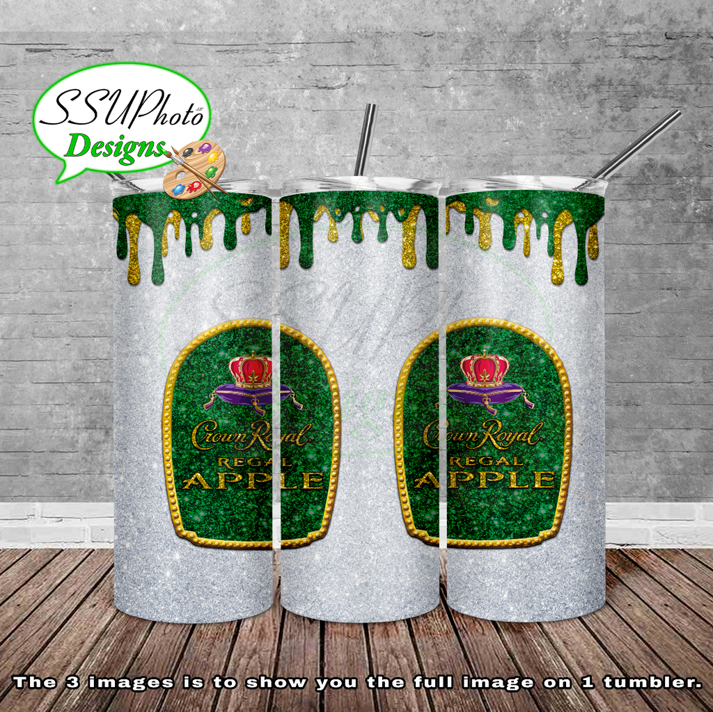 Crown Apple Glitter  20 oz and 30oz OZ Skinny TumblerD Digital Design