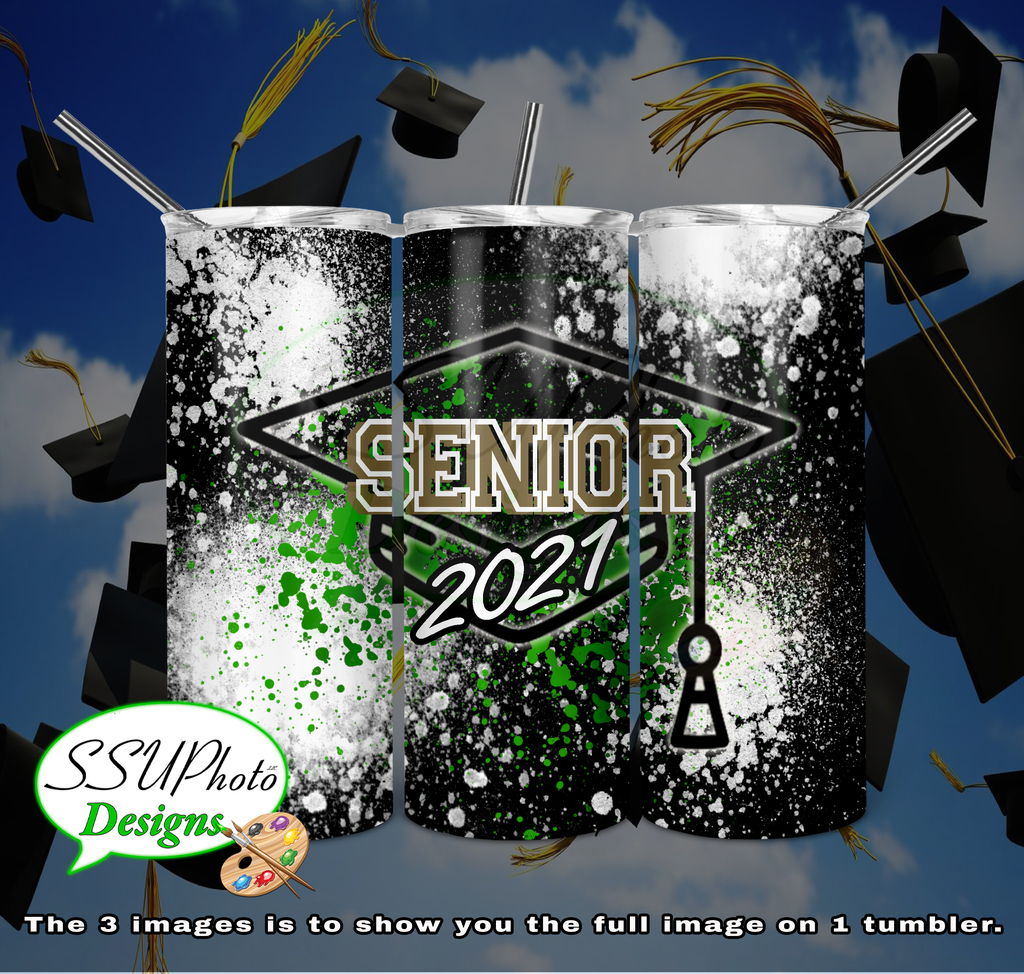 Seniors 2021 Splatter20 oz and 30oz OZ Skinny TumblerD Digital Design