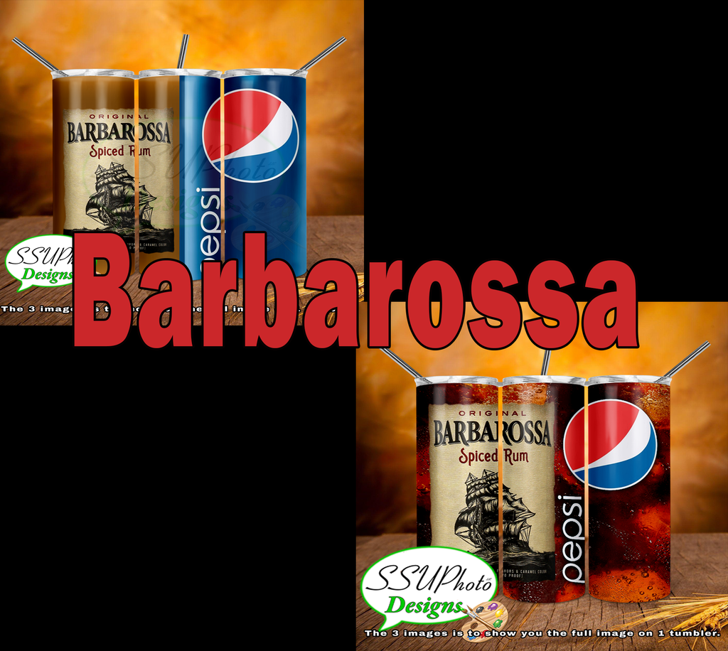 Barbarossa Rum and Pepsi 20 oz and 30oz OZ Skinny TumblerD Digital Design